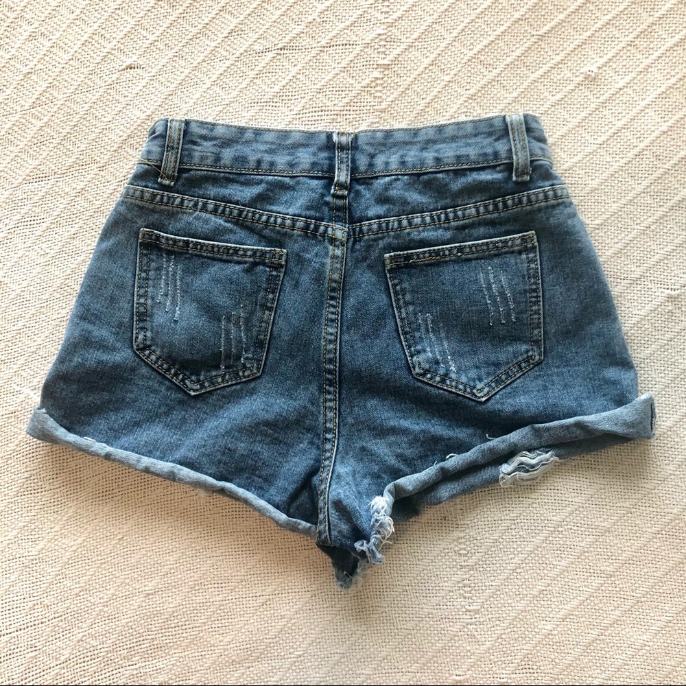 High Rise Distressed Jean Shorts - Picture 2 of 2